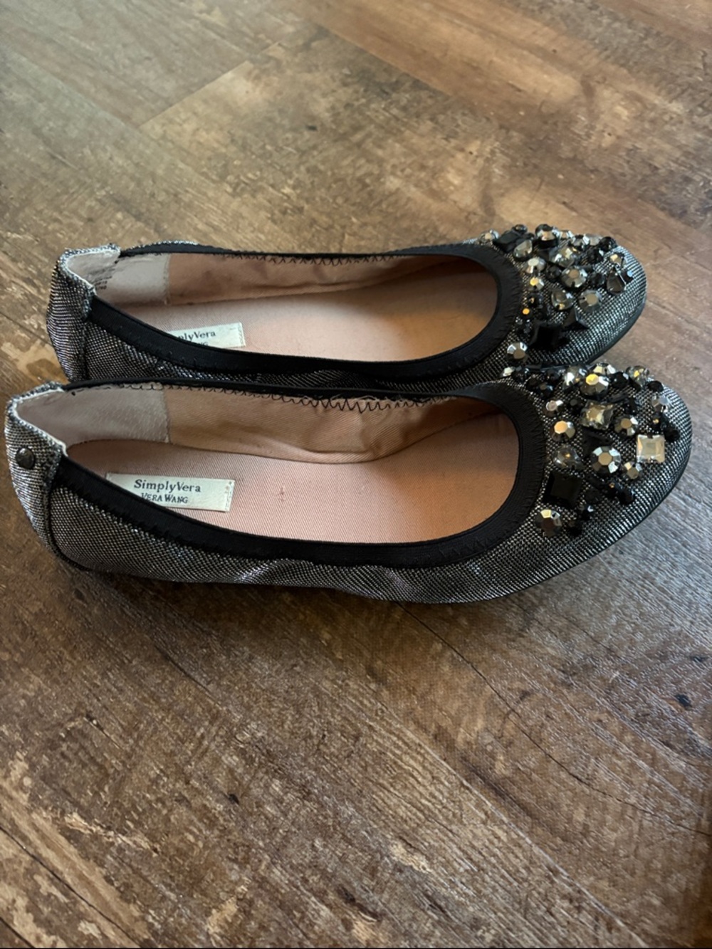 Black Embellished Ballet Flats